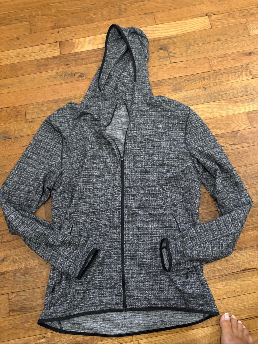 lululemon athletica Gray Hooded Zip Bomber Jacket